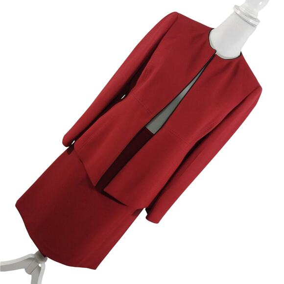 KASPER! GORGEOUS ROUGE RED W/BLACK TRIM 2 PC SKIRT & JACKET SUIT SET! SZ 6P - Picture 11 of 11
